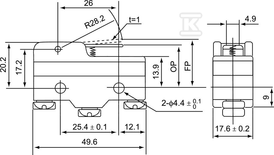 Łącznik miniaturowy dźwignia płaska - MS\1702